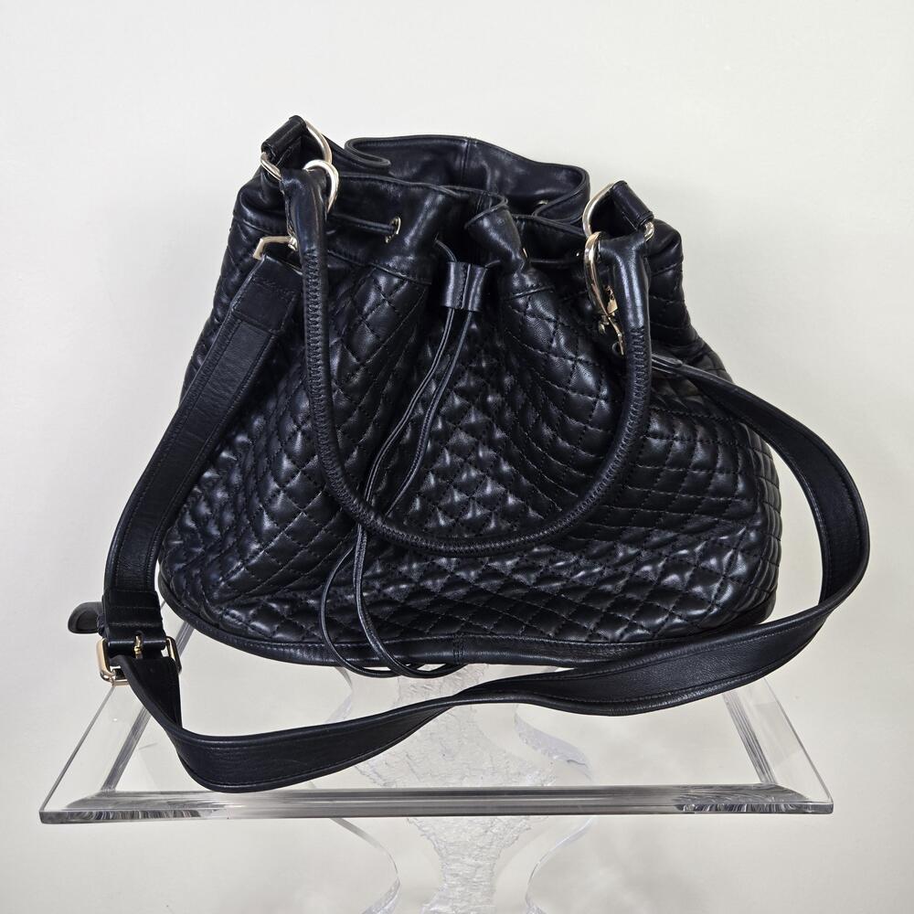Robert Zur Bucket Bag Womens Large Black Quilted Leather Drawstring Shoulder